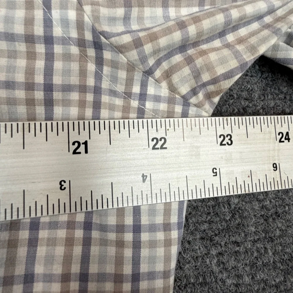 J.Crew Mens Slim Flex Wrinkle Free Plaid Button Down Shirt Blue Tan Large L